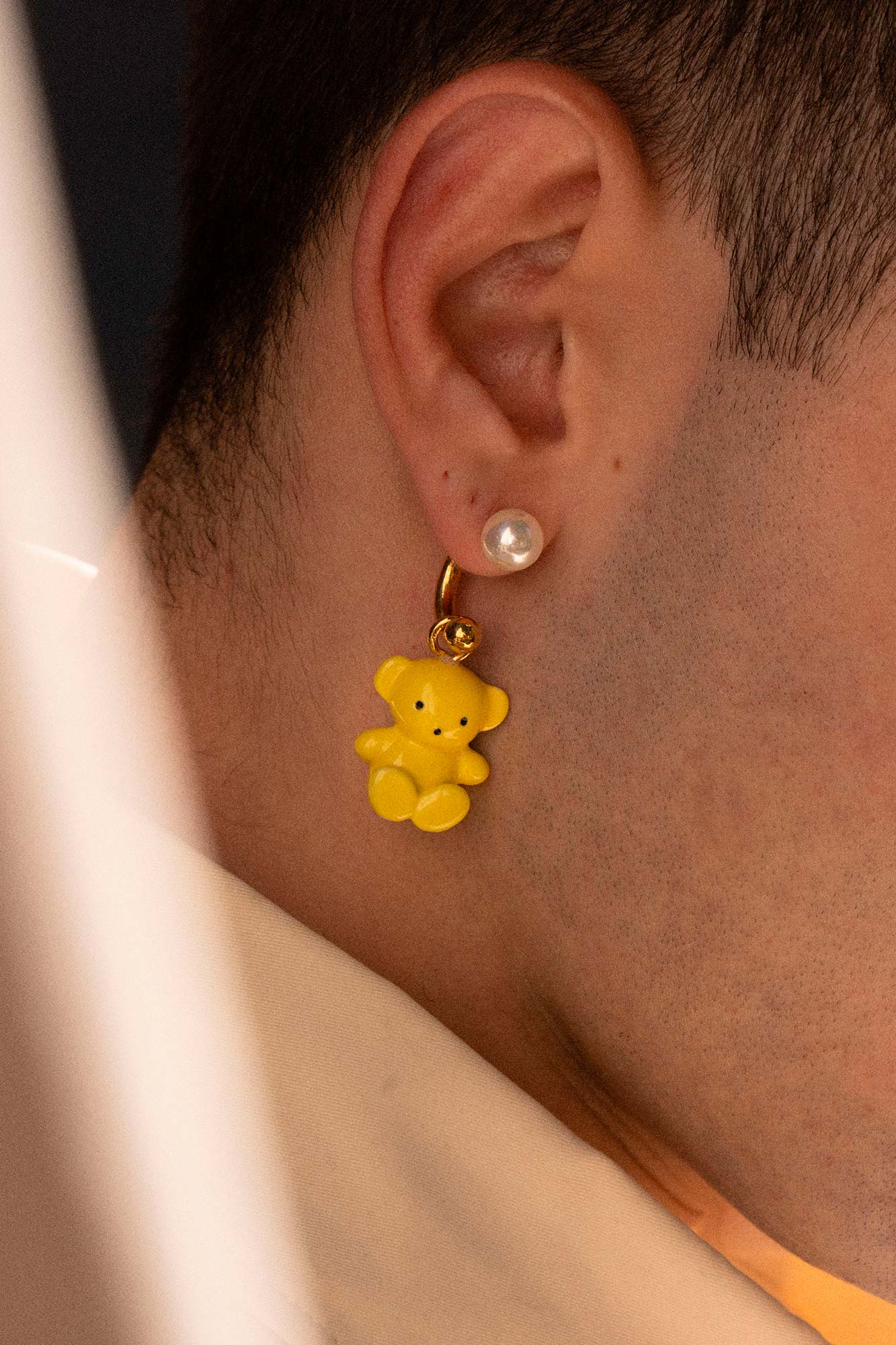 TEDDY BEAR & PEARL SING EARRING - ANDRESGALLARDO