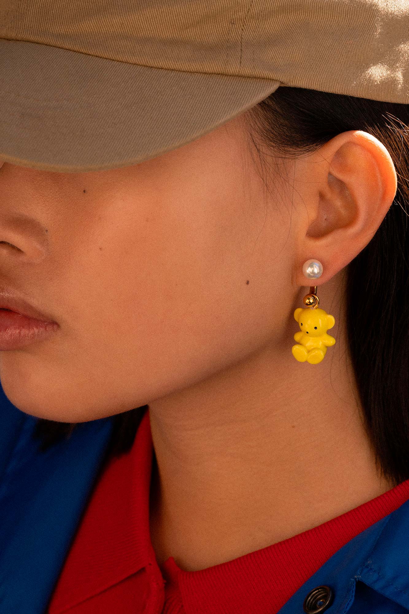 TEDDY BEAR & PEARL SING EARRING - ANDRESGALLARDO
