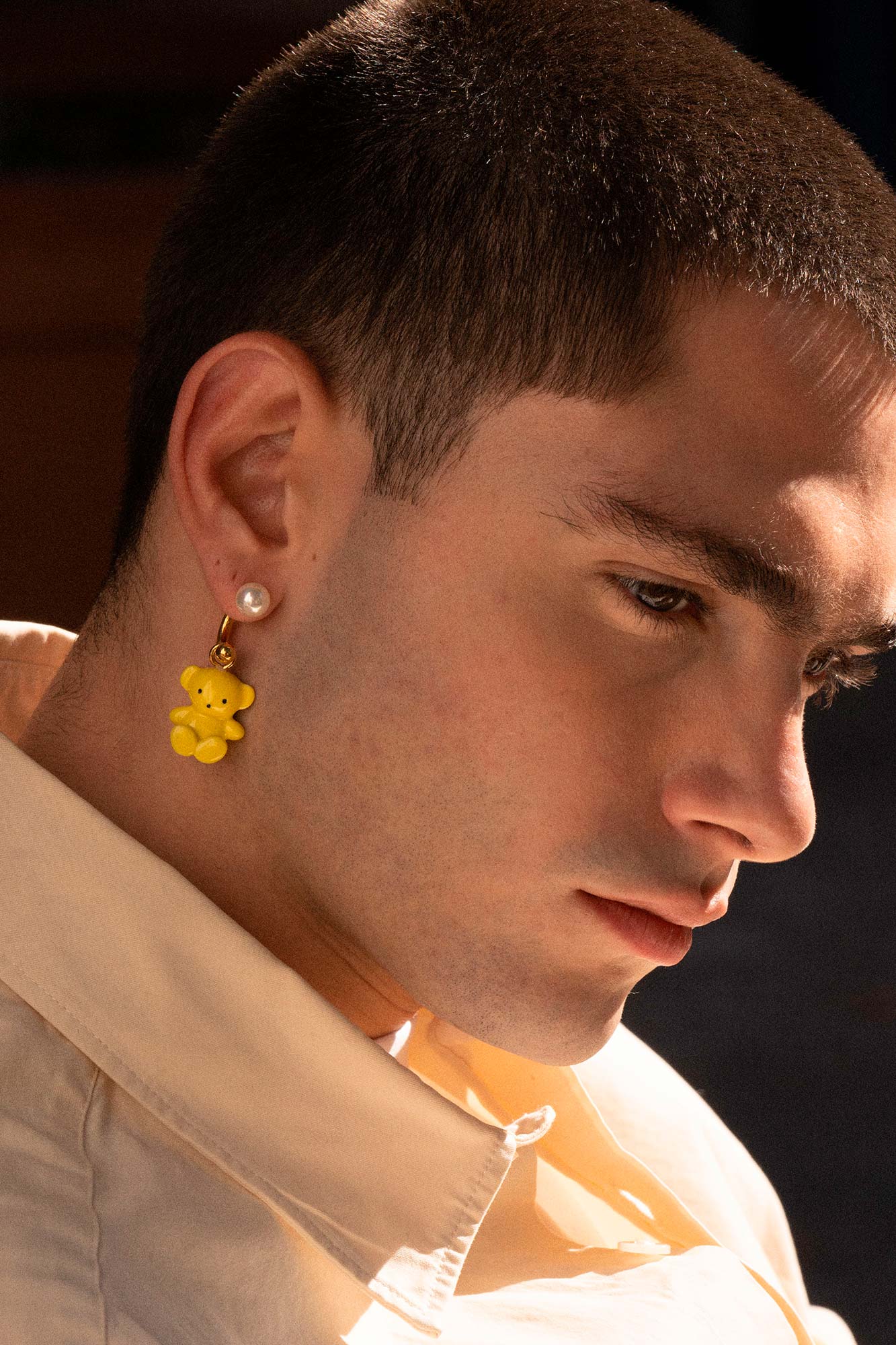 TEDDY BEAR & PEARL SING EARRING - ANDRESGALLARDO