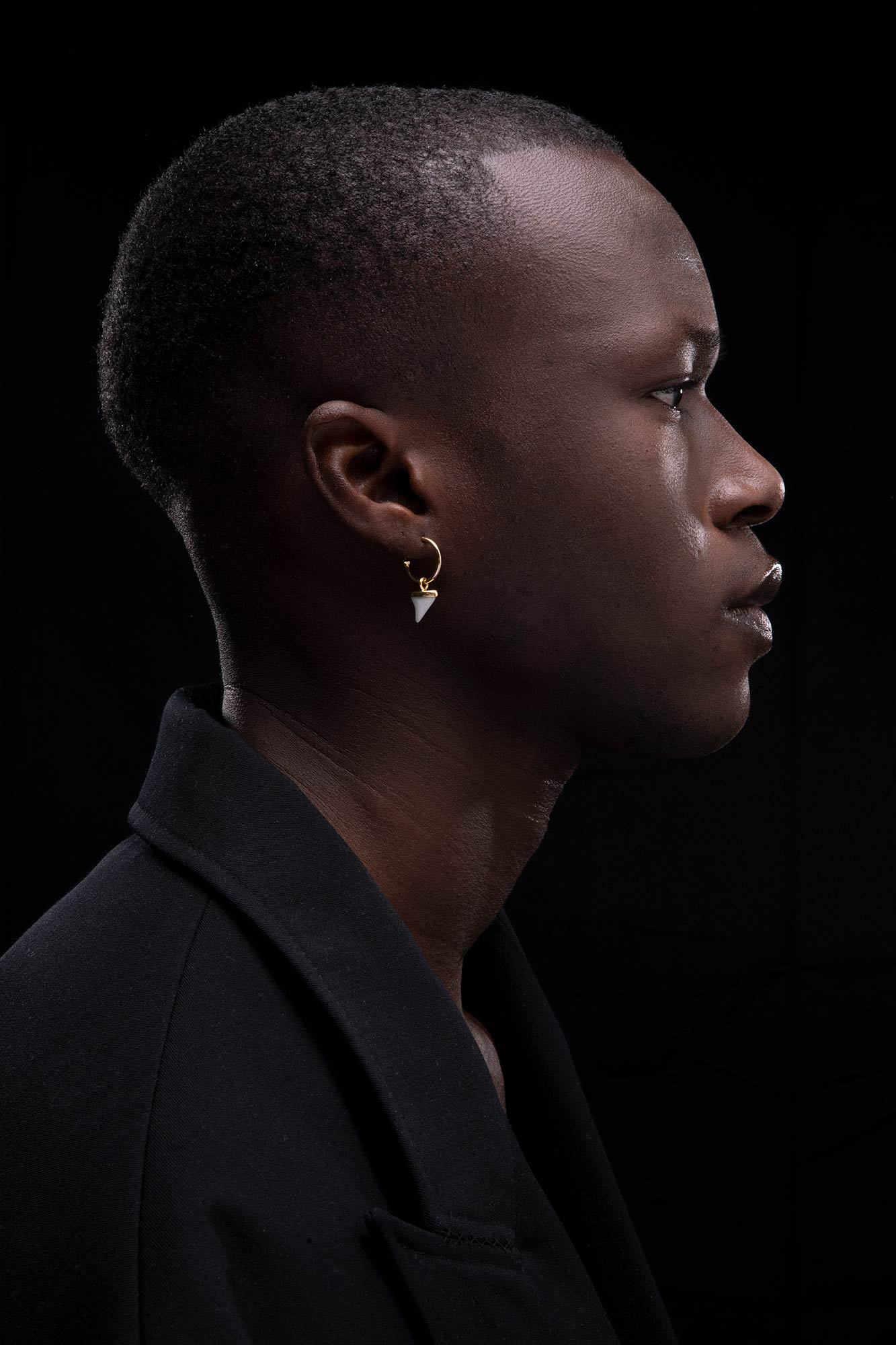 ROSE SPIKE HOOP SING EARRING - ANDRESGALLARDO