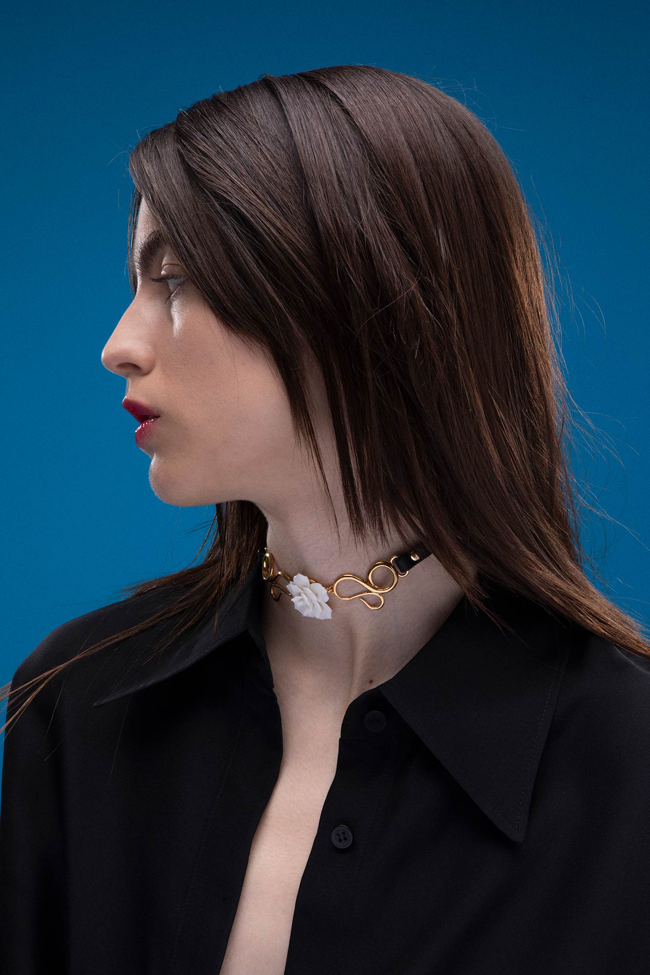 THORN LEATHER CHOKER GOLD - ANDRESGALLARDO